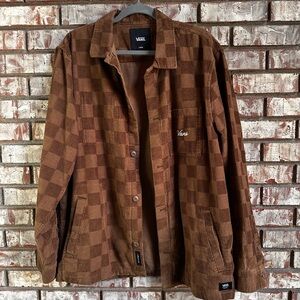 Vans Men's Brown Checkered Corduroy Shirt Jacket Relaxed Fit